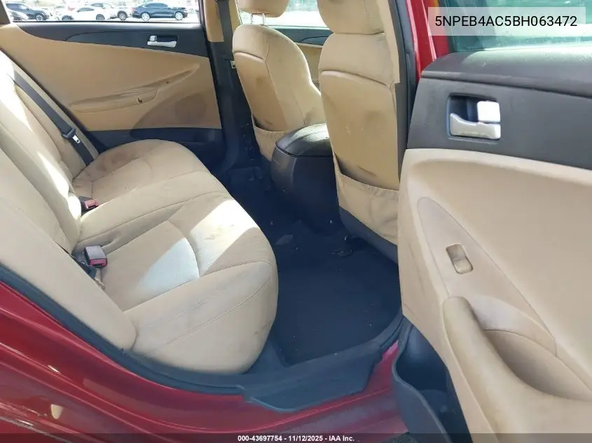 5NPEB4AC5BH063472 2011 Hyundai Sonata Gls