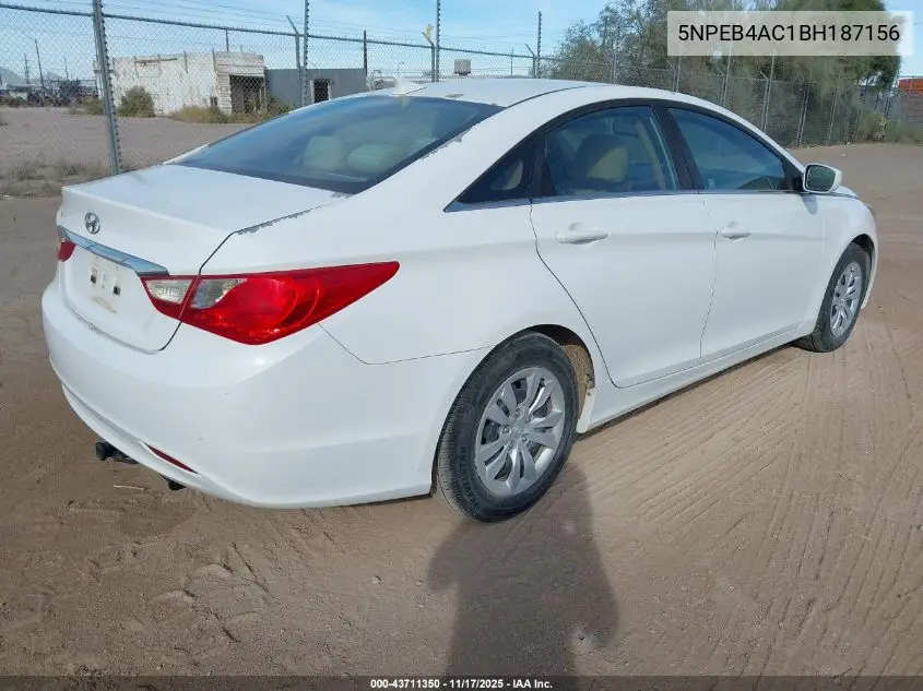 5NPEB4AC1BH187156 2011 Hyundai Sonata Gls