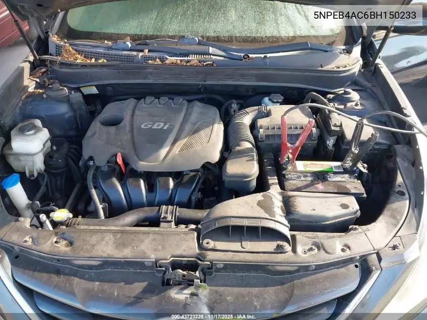 5NPEB4AC6BH150233 2011 Hyundai Sonata Gls