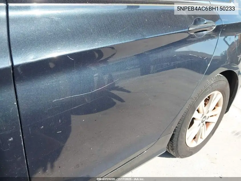 5NPEB4AC6BH150233 2011 Hyundai Sonata Gls