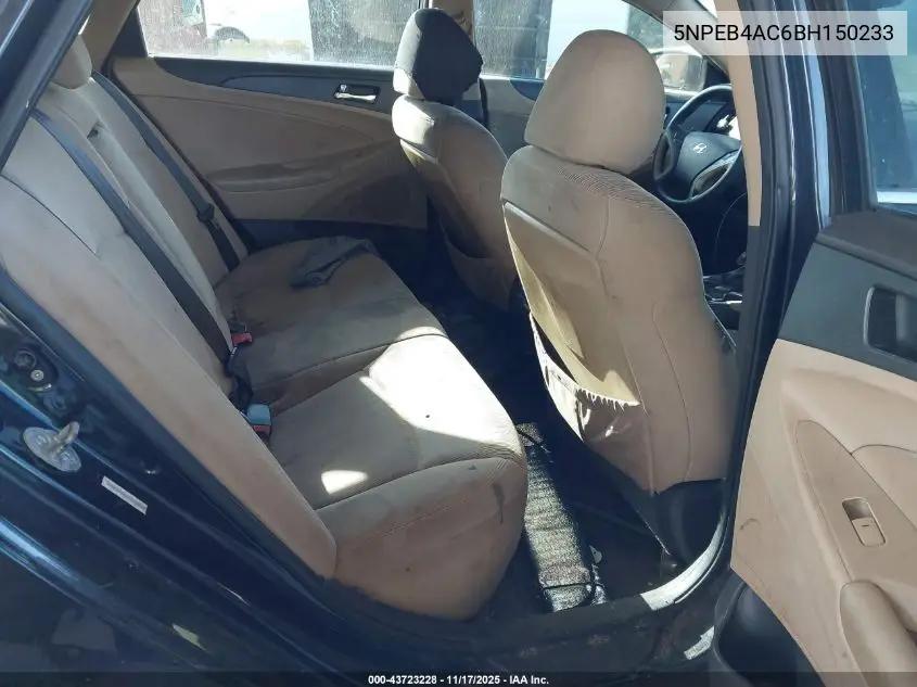 5NPEB4AC6BH150233 2011 Hyundai Sonata Gls