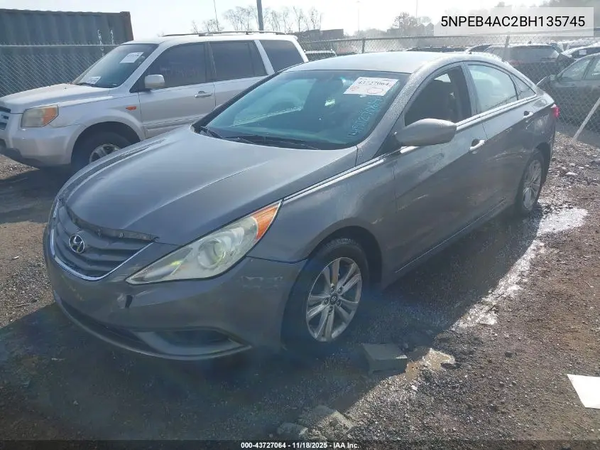5NPEB4AC2BH135745 2011 Hyundai Sonata Gls