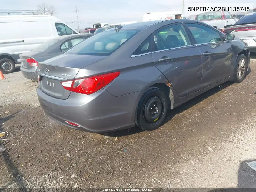 5NPEB4AC2BH135745 2011 Hyundai Sonata Gls