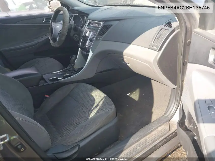 5NPEB4AC2BH135745 2011 Hyundai Sonata Gls