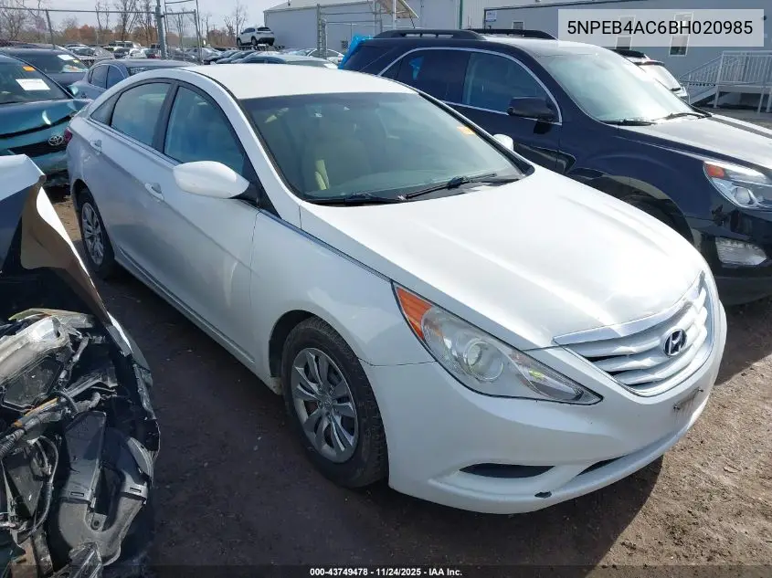 5NPEB4AC6BH020985 2011 Hyundai Sonata Gls