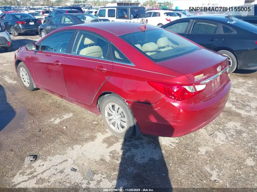 5NPEB4AC7BH155005 2011 Hyundai Sonata Gls