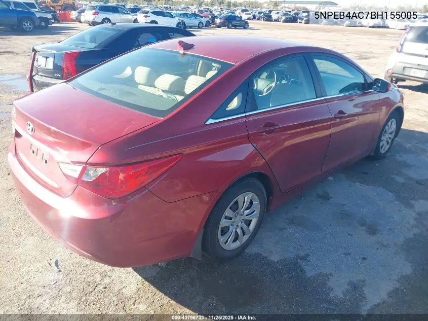 5NPEB4AC7BH155005 2011 Hyundai Sonata Gls