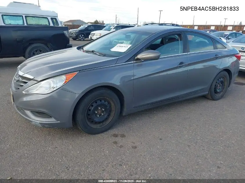 5NPEB4AC5BH281833 2011 Hyundai Sonata Gls