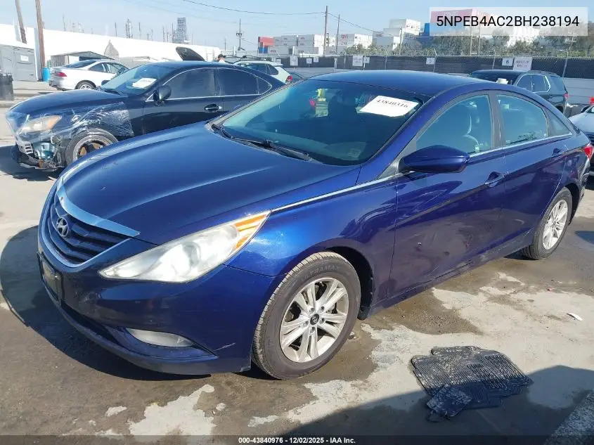5NPEB4AC2BH238194 2011 Hyundai Sonata Gls