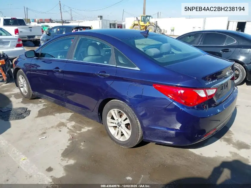 5NPEB4AC2BH238194 2011 Hyundai Sonata Gls