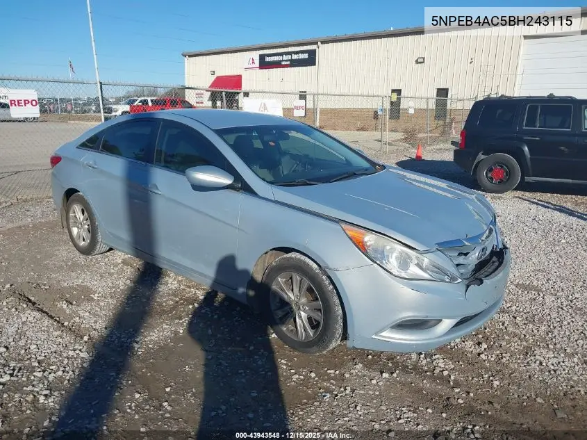 5NPEB4AC5BH243115 2011 Hyundai Sonata Gls