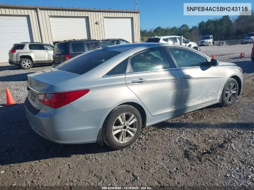 5NPEB4AC5BH243115 2011 Hyundai Sonata Gls