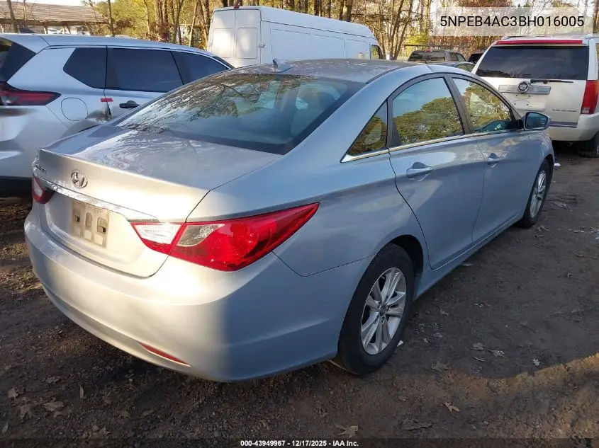 5NPEB4AC3BH016005 2011 Hyundai Sonata Gls