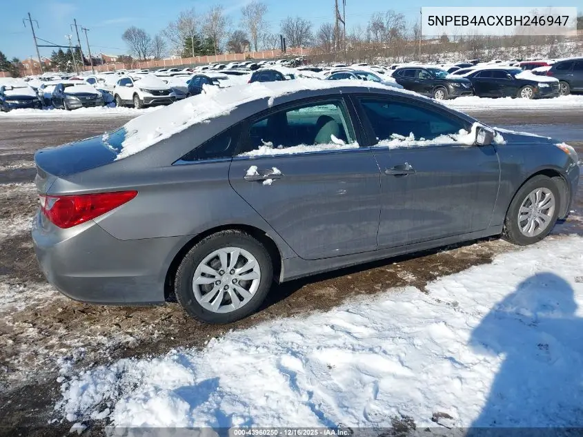 5NPEB4ACXBH246947 2011 Hyundai Sonata Gls