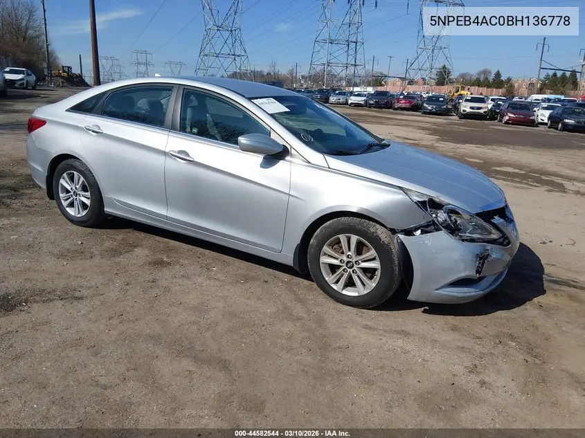 5NPEB4AC0BH136778 2011 Hyundai Sonata Gls