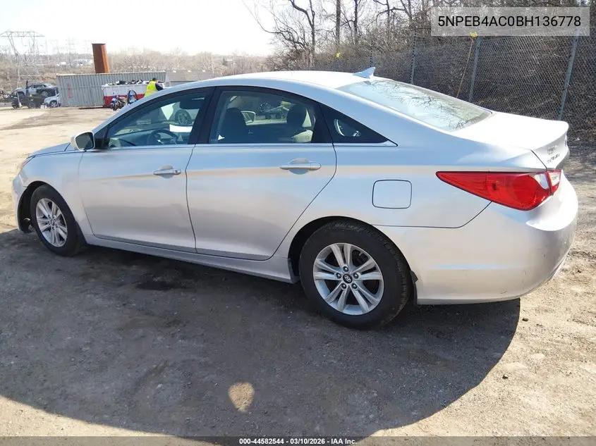 5NPEB4AC0BH136778 2011 Hyundai Sonata Gls