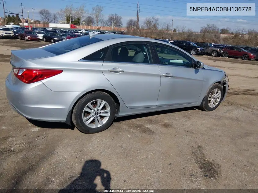 5NPEB4AC0BH136778 2011 Hyundai Sonata Gls