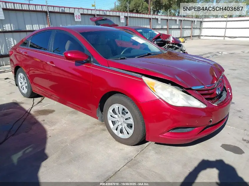 5NPEB4AC5CH403687 2012 Hyundai Sonata Gls