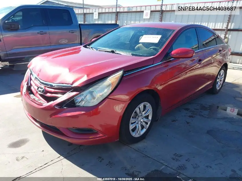 5NPEB4AC5CH403687 2012 Hyundai Sonata Gls
