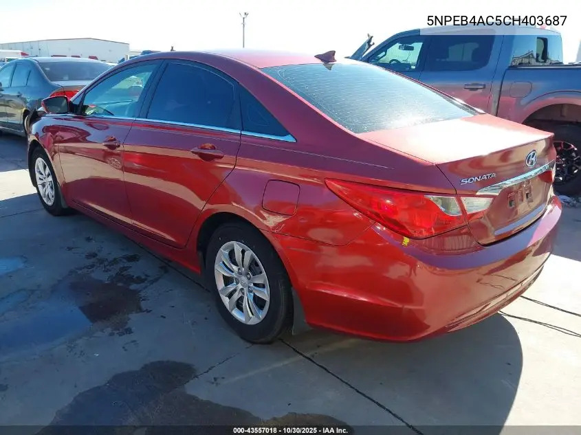5NPEB4AC5CH403687 2012 Hyundai Sonata Gls