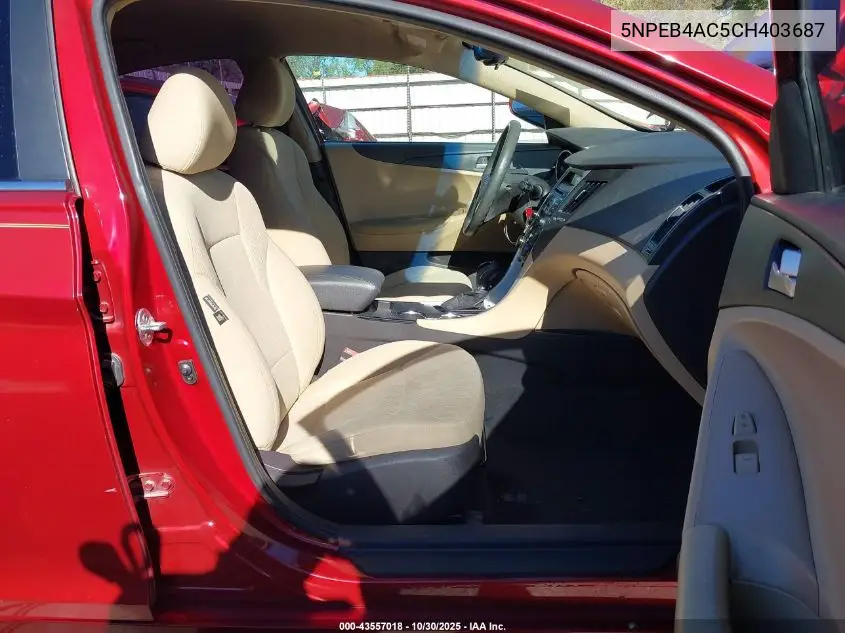 5NPEB4AC5CH403687 2012 Hyundai Sonata Gls
