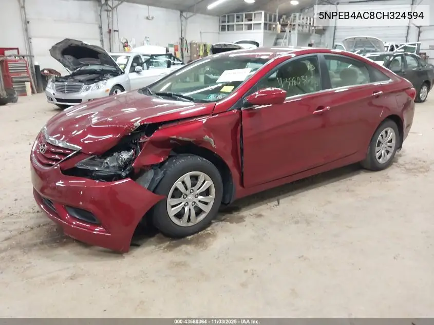 5NPEB4AC8CH324594 2012 Hyundai Sonata Gls