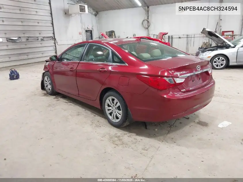 5NPEB4AC8CH324594 2012 Hyundai Sonata Gls