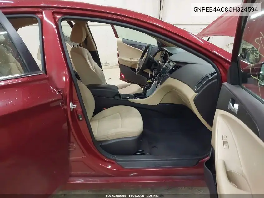 5NPEB4AC8CH324594 2012 Hyundai Sonata Gls