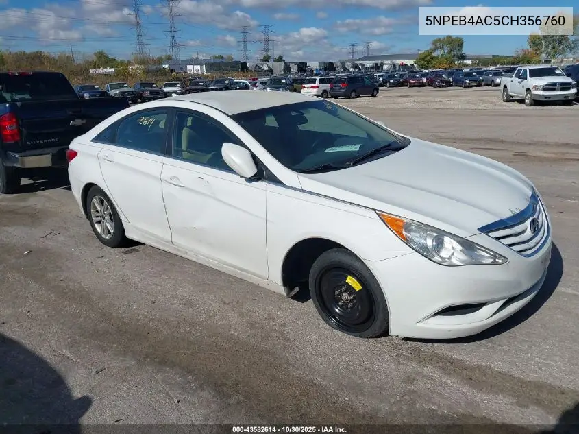5NPEB4AC5CH356760 2012 Hyundai Sonata Gls