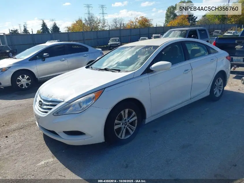 5NPEB4AC5CH356760 2012 Hyundai Sonata Gls