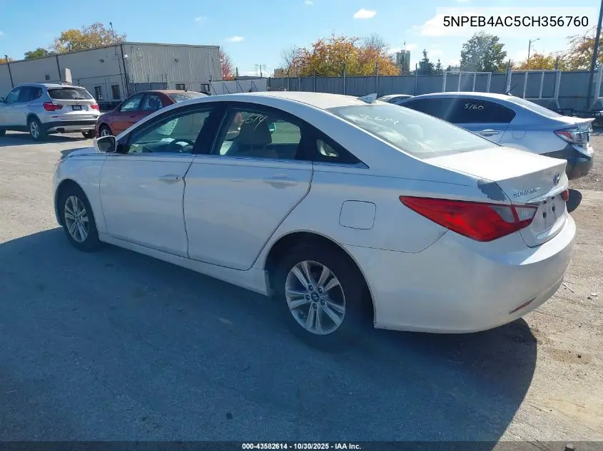 5NPEB4AC5CH356760 2012 Hyundai Sonata Gls