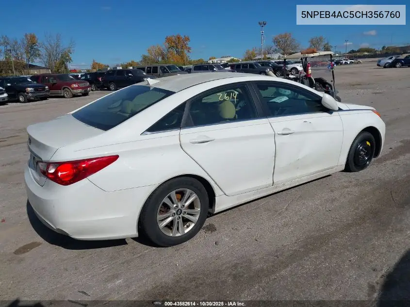 5NPEB4AC5CH356760 2012 Hyundai Sonata Gls