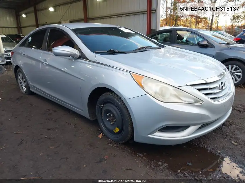5NPEB4AC1CH315137 2012 Hyundai Sonata Gls