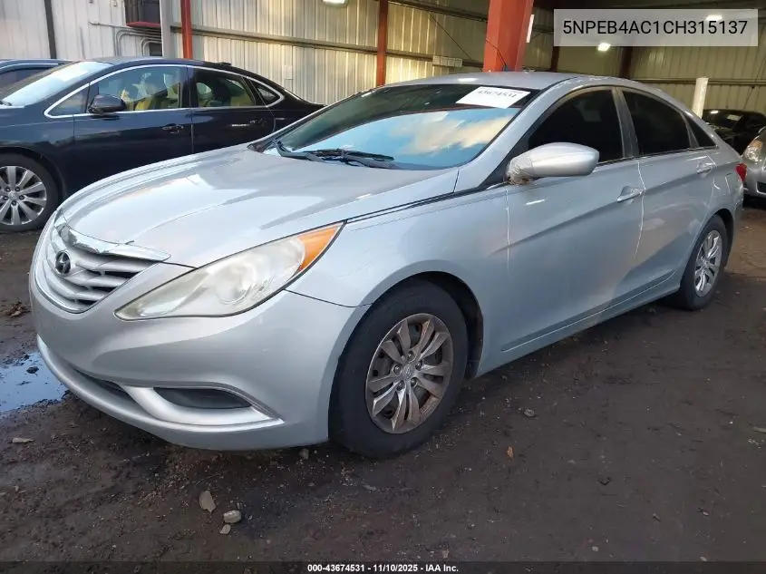 5NPEB4AC1CH315137 2012 Hyundai Sonata Gls