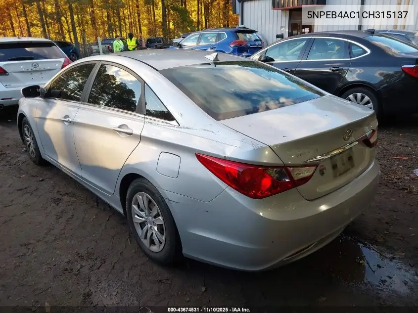 5NPEB4AC1CH315137 2012 Hyundai Sonata Gls