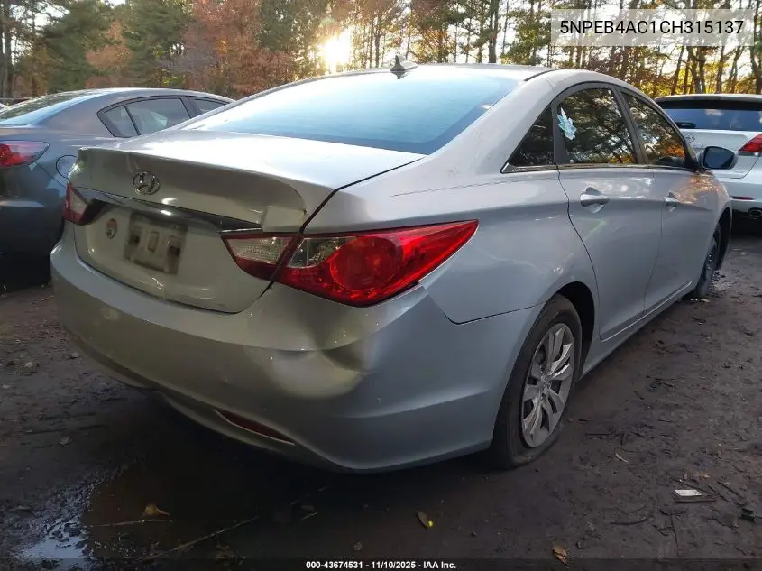 5NPEB4AC1CH315137 2012 Hyundai Sonata Gls