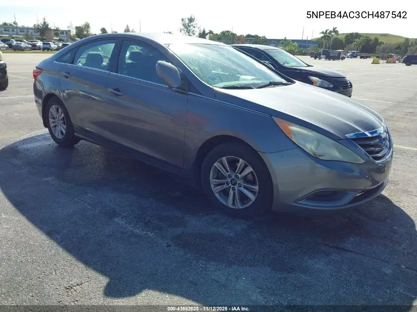 5NPEB4AC3CH487542 2012 Hyundai Sonata Gls