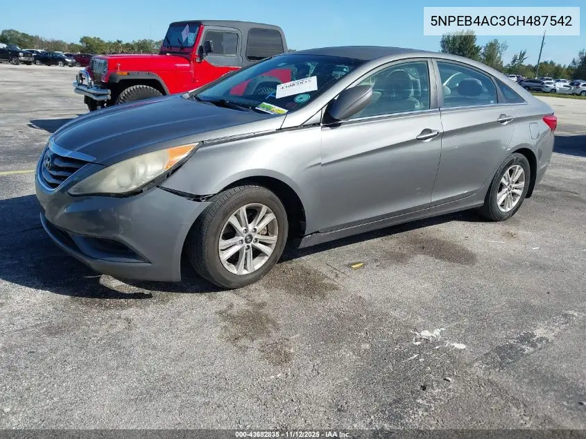 5NPEB4AC3CH487542 2012 Hyundai Sonata Gls