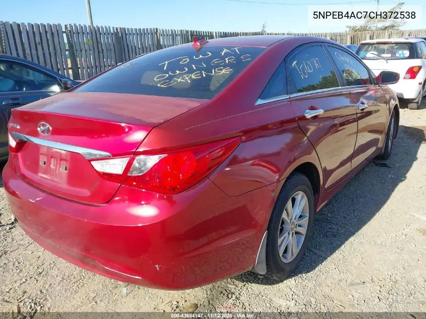 5NPEB4AC7CH372538 2012 Hyundai Sonata Gls