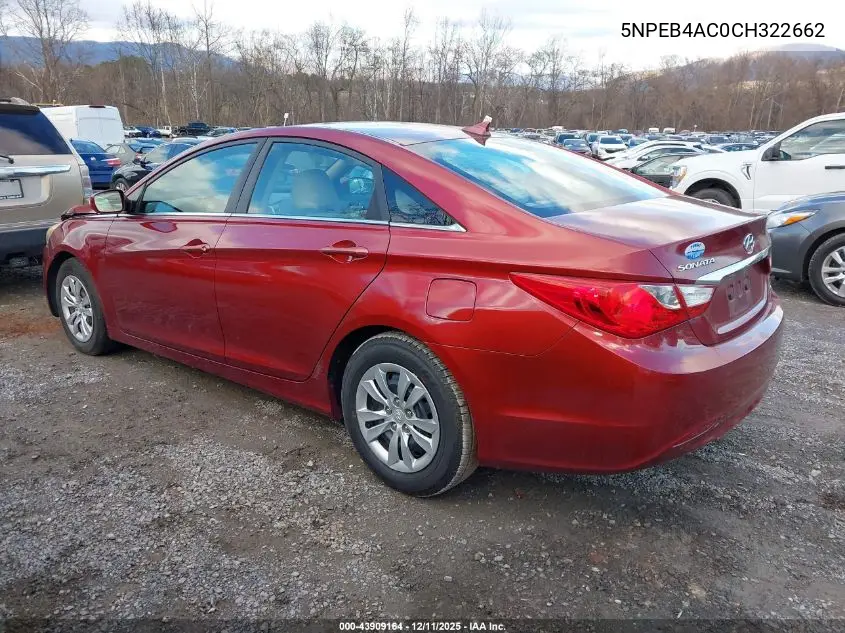 5NPEB4AC0CH322662 2012 Hyundai Sonata Gls