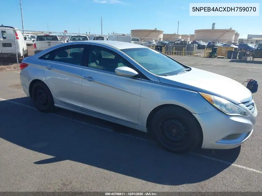 5NPEB4ACXDH759070 2013 Hyundai Sonata Gls