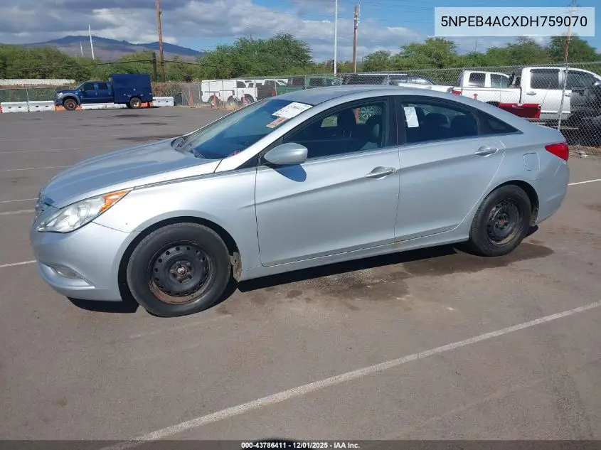 5NPEB4ACXDH759070 2013 Hyundai Sonata Gls