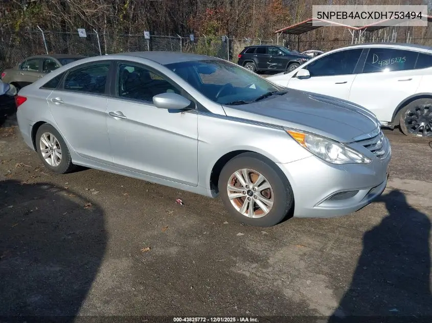 5NPEB4ACXDH753494 2013 Hyundai Sonata Gls