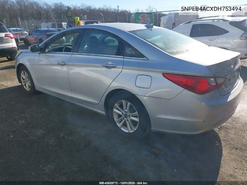 5NPEB4ACXDH753494 2013 Hyundai Sonata Gls