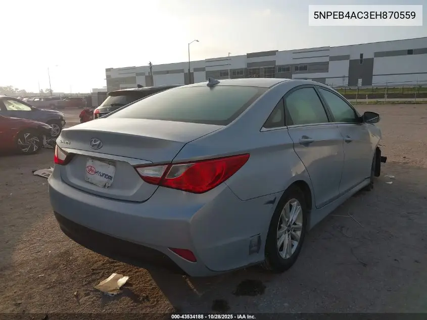5NPEB4AC3EH870559 2014 Hyundai Sonata Gls