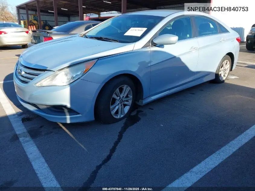 5NPEB4AC3EH840753 2014 Hyundai Sonata Gls