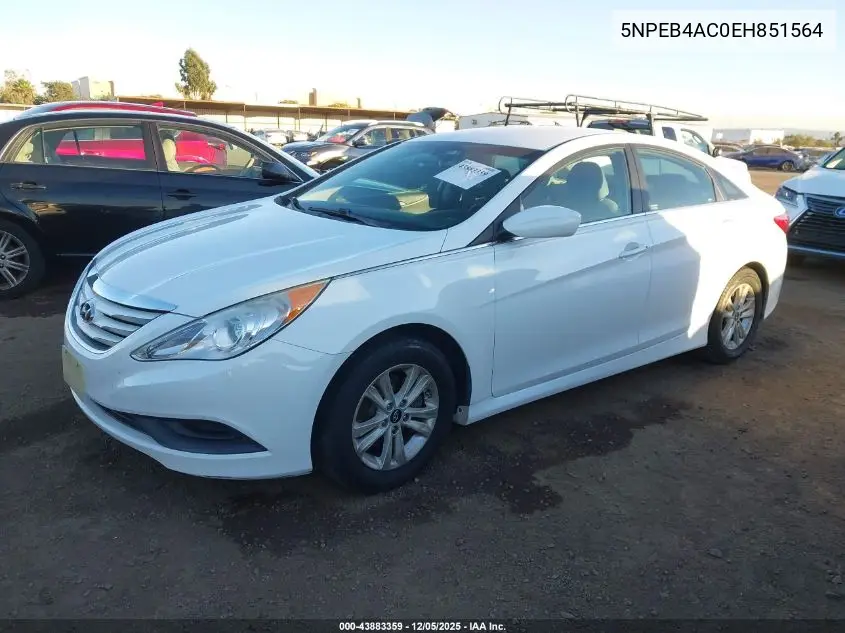 5NPEB4AC0EH851564 2014 Hyundai Sonata Gls