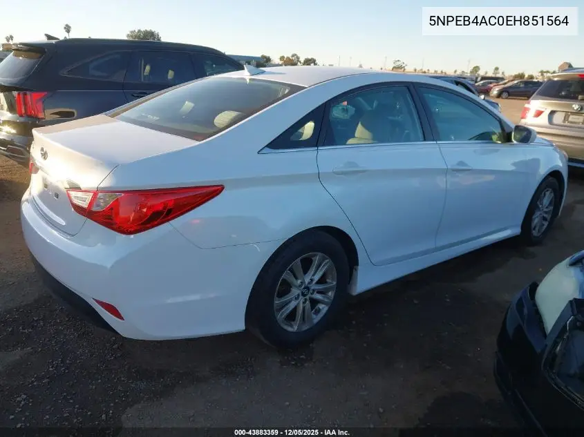 5NPEB4AC0EH851564 2014 Hyundai Sonata Gls