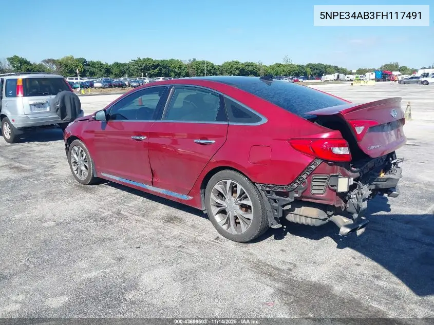 5NPE34AB3FH117491 2015 Hyundai Sonata Limited 2.0T