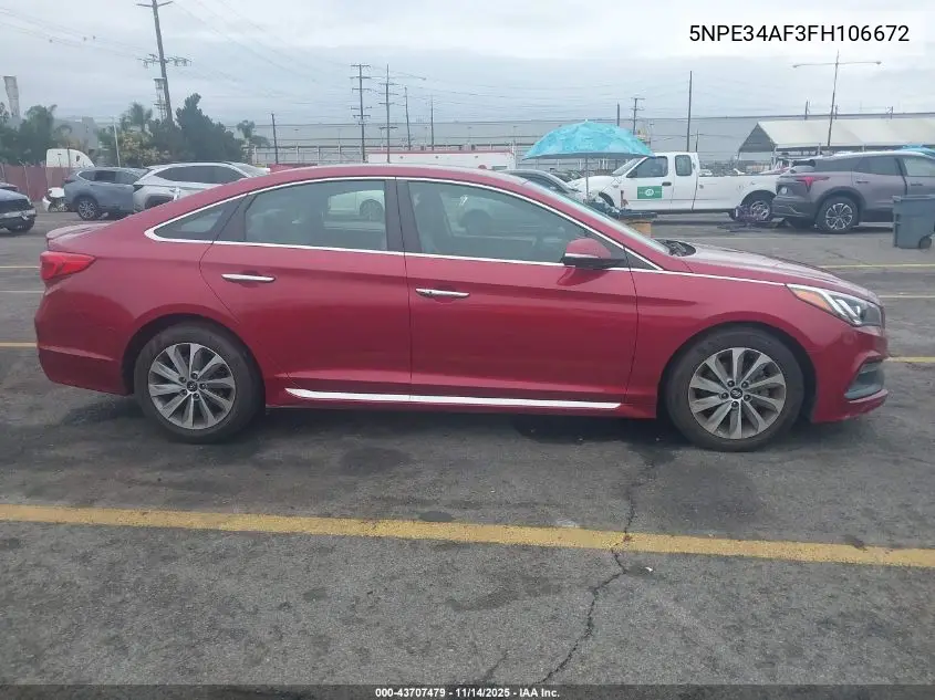 5NPE34AF3FH106672 2015 Hyundai Sonata Sport